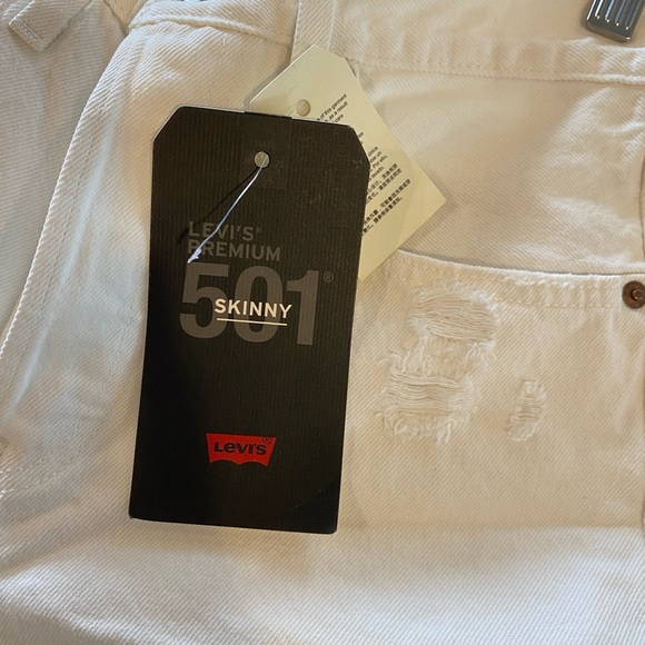 Levi’s Premium 501 Skinny White Distressed 27 28 - Picture 3 of 5